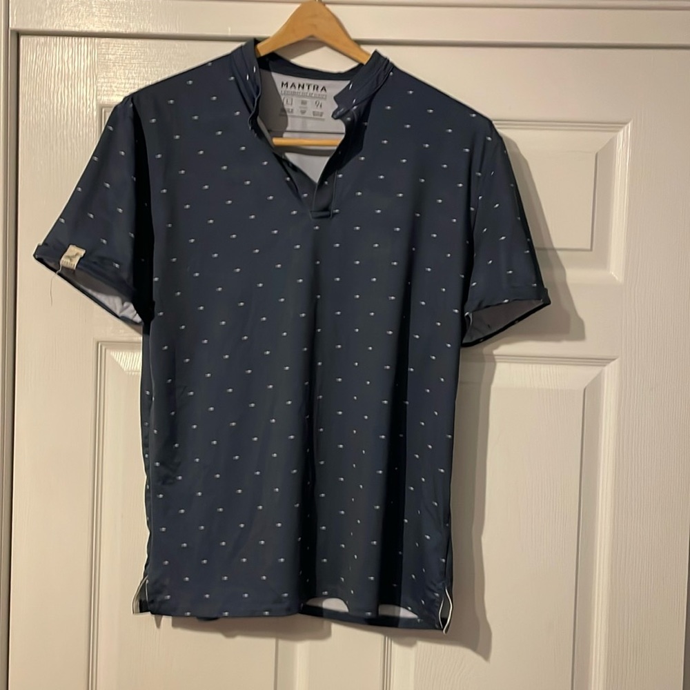 MadeByMantra Blue Performance Mock Polo